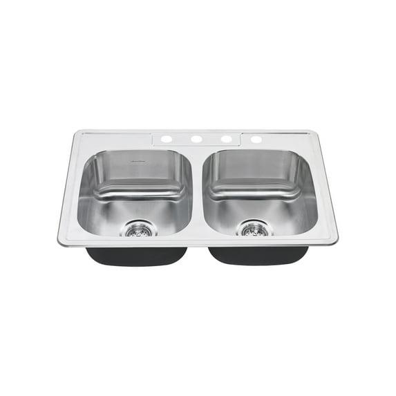 American Standard 22DB.6332284S.075 Colony 33'' L Drop-In Double Bowl Stainless Steel Kitchen Sink