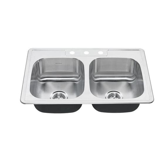 American Standard 20DB.8332283S.075 Colony 33'' L Drop-In Double Bowl Stainless Steel Kitchen Sink