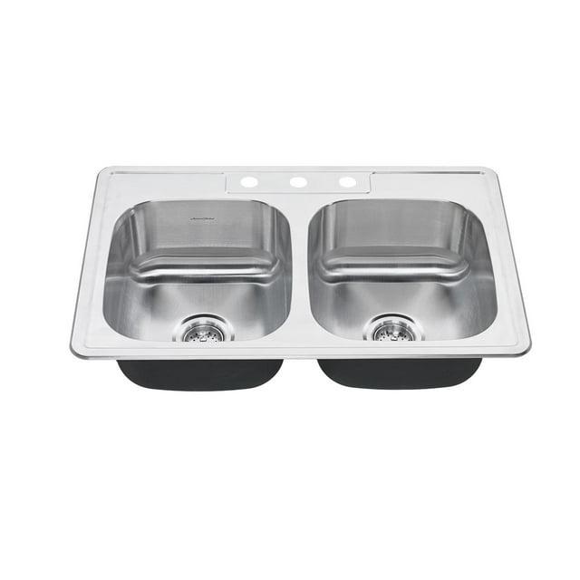 American Standard 20DB.8332283S.075 Colony 33'' L Drop-In Double Bowl Stainless Steel Kitchen Sink