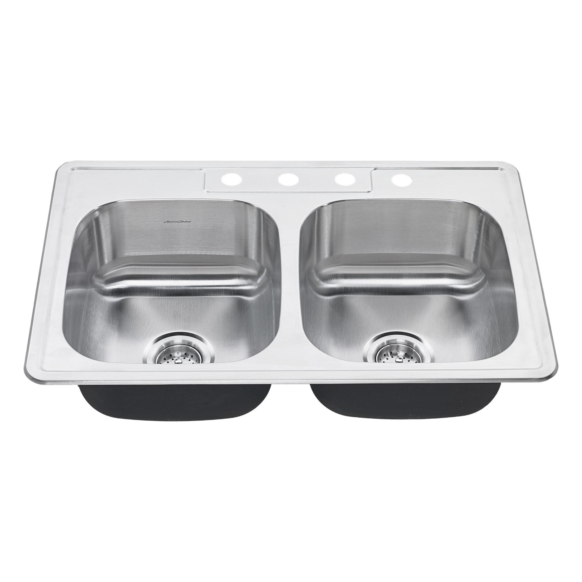 Colony 33'' L Drop-In Double Bowl Stainless Steel Kitchen Sink