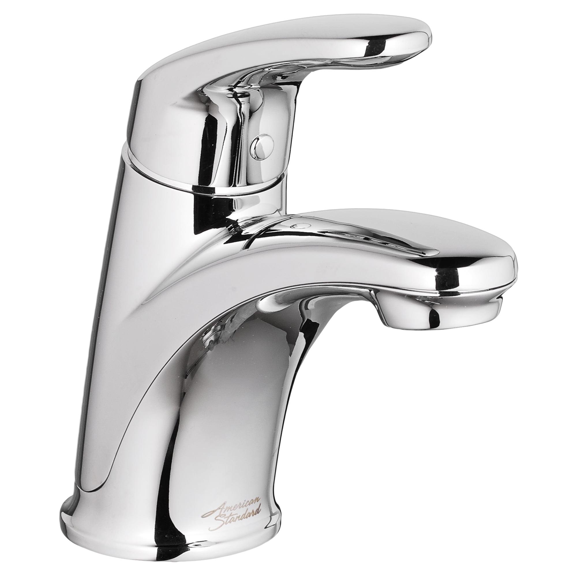 Polished Chrome Single-Handle Bathroom Faucet with Metal Drain