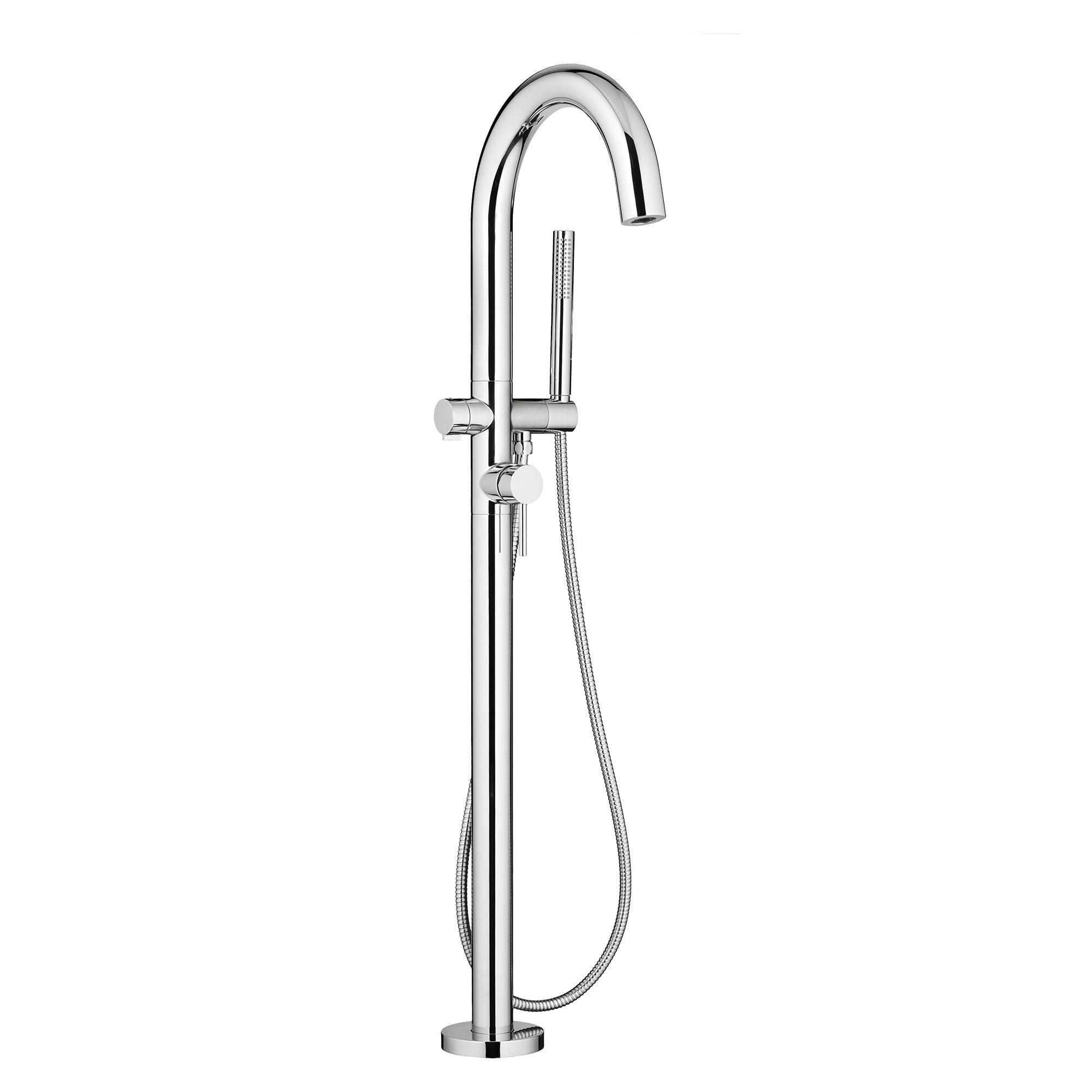 Polished Chrome Freestanding Tub Filler with Hand Shower