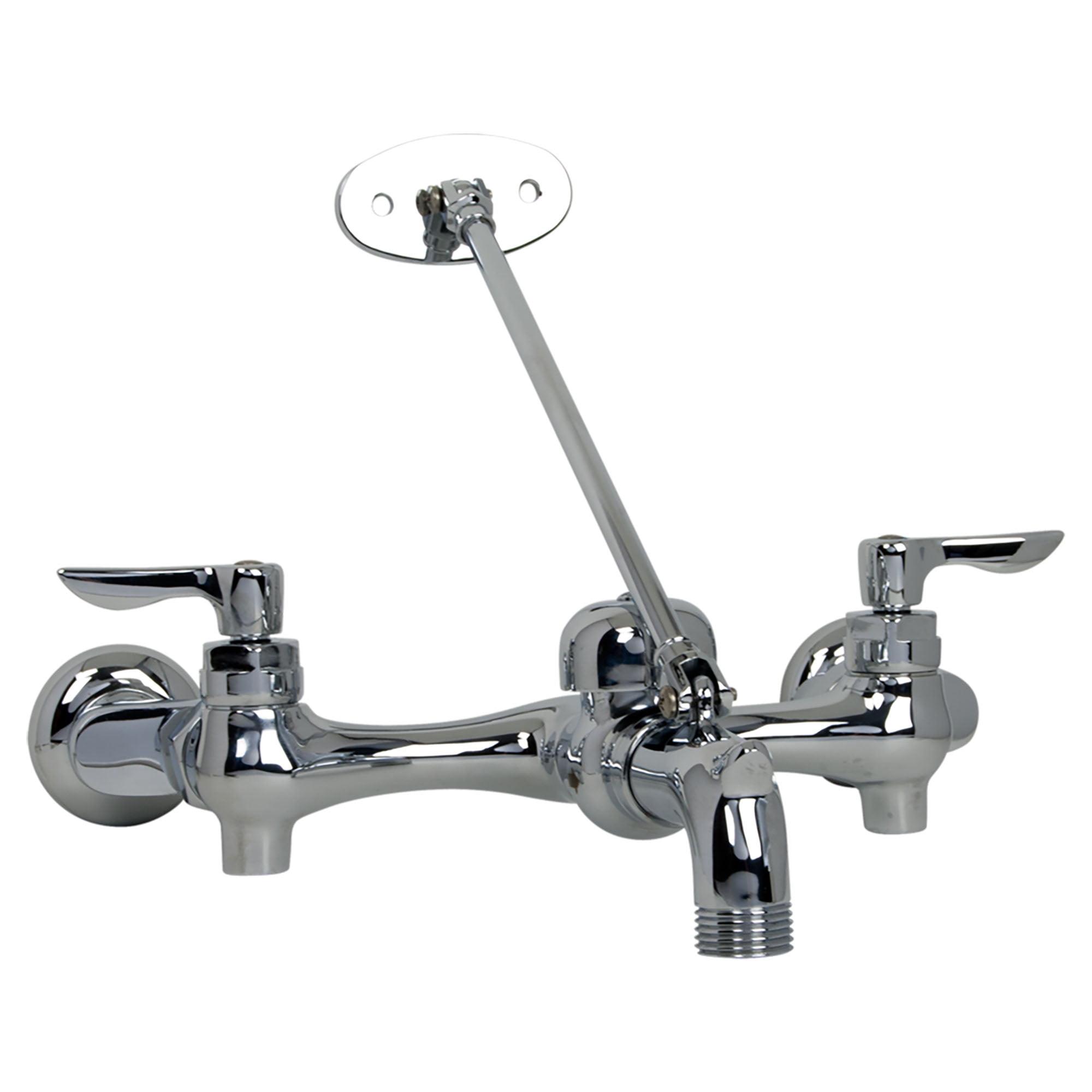 Polished Chrome Wall-Mount Utility Faucet with Lever Handles