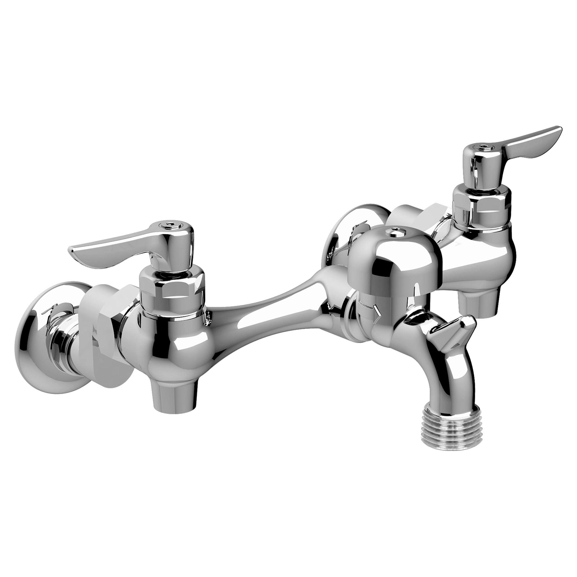 Polished Chrome Wall Mount Service Sink Faucet with Vandal Resistant Handles