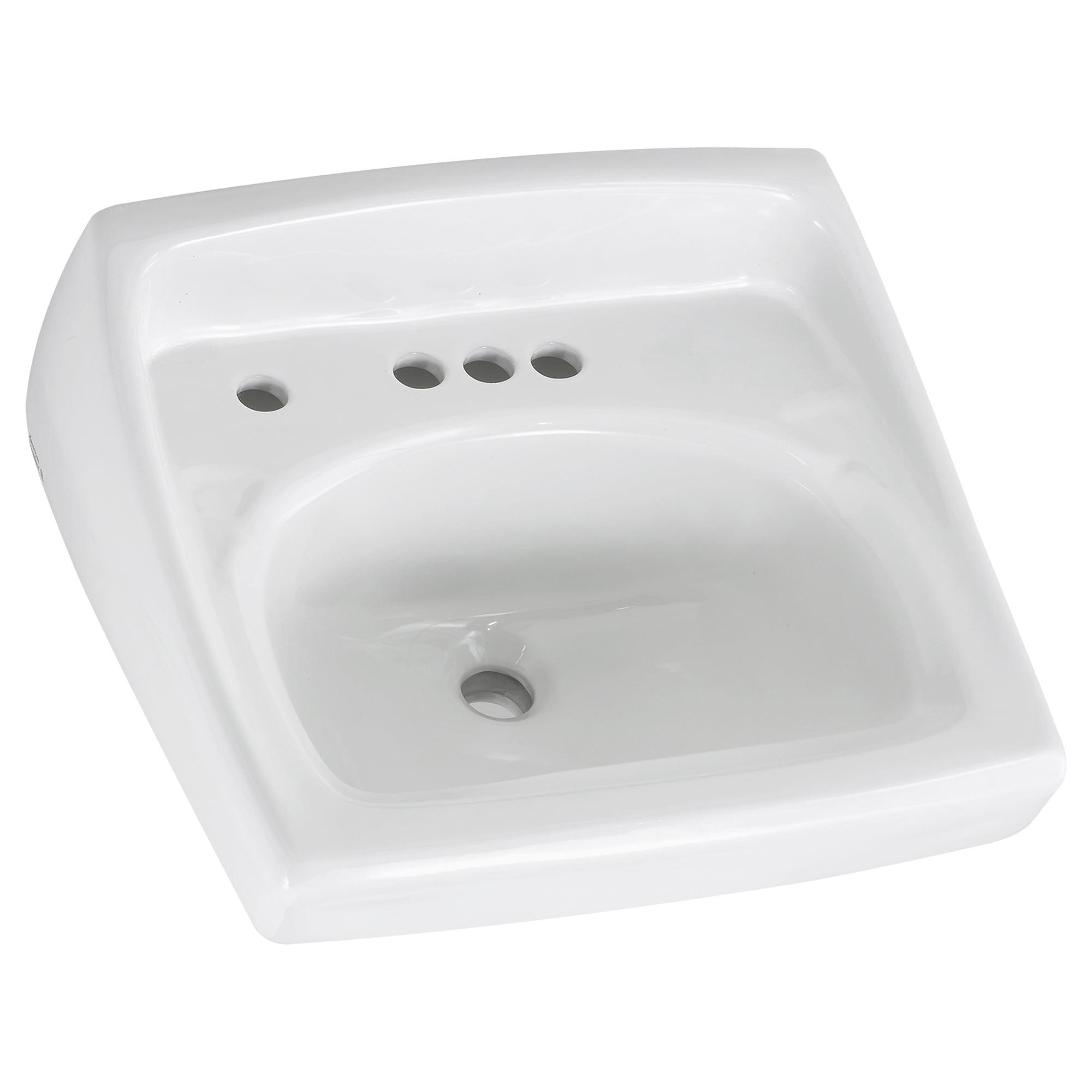 White Ceramic Wall-Mount Rectangular Bathroom Sink