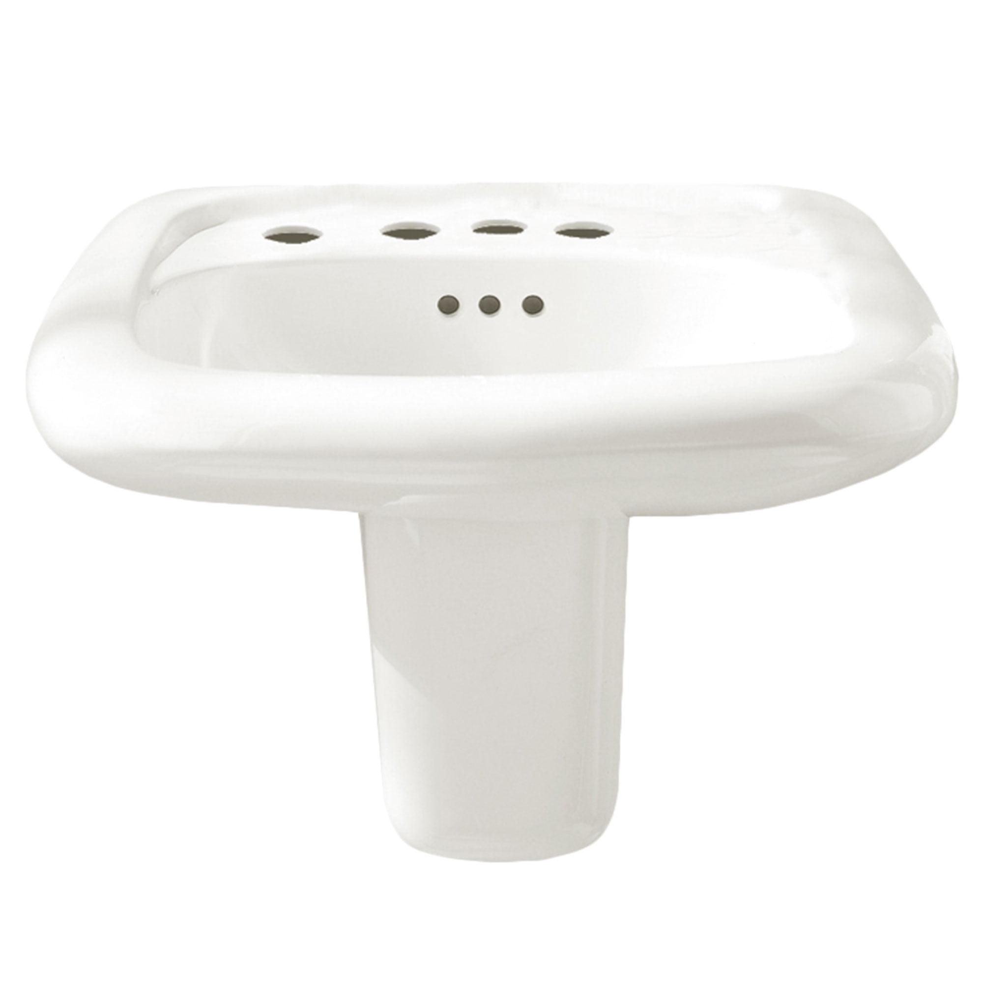 White Ceramic Wall-Mount Rectangular Bathroom Sink