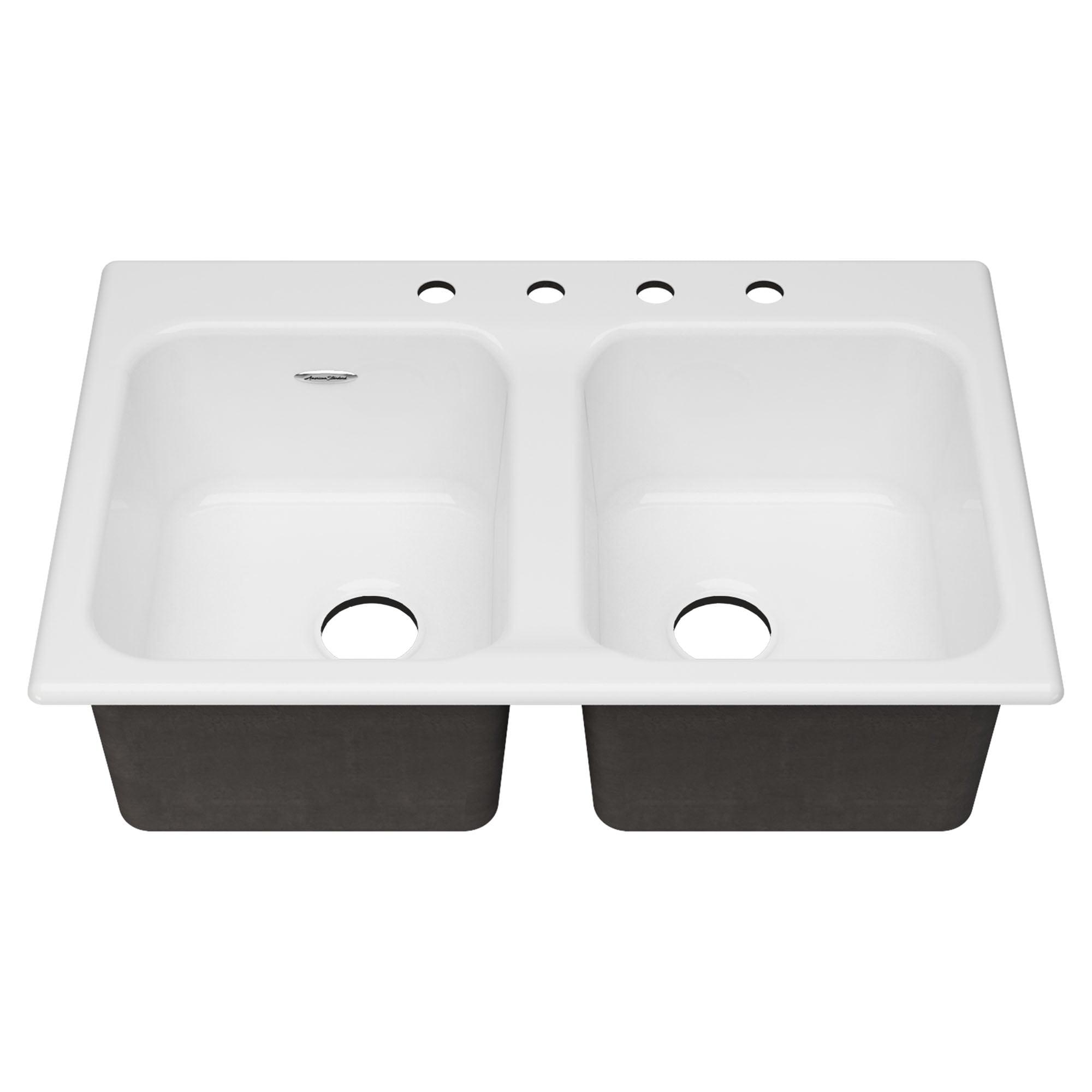 Quince 32.88'' L Drop-In Double Bowl Cast Iron Kitchen Sink