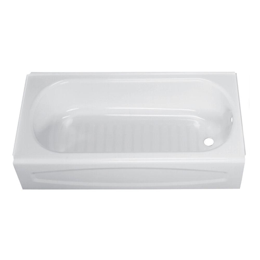 White 60'' Porcelain Alcove Soaking Bathtub with Right Drain