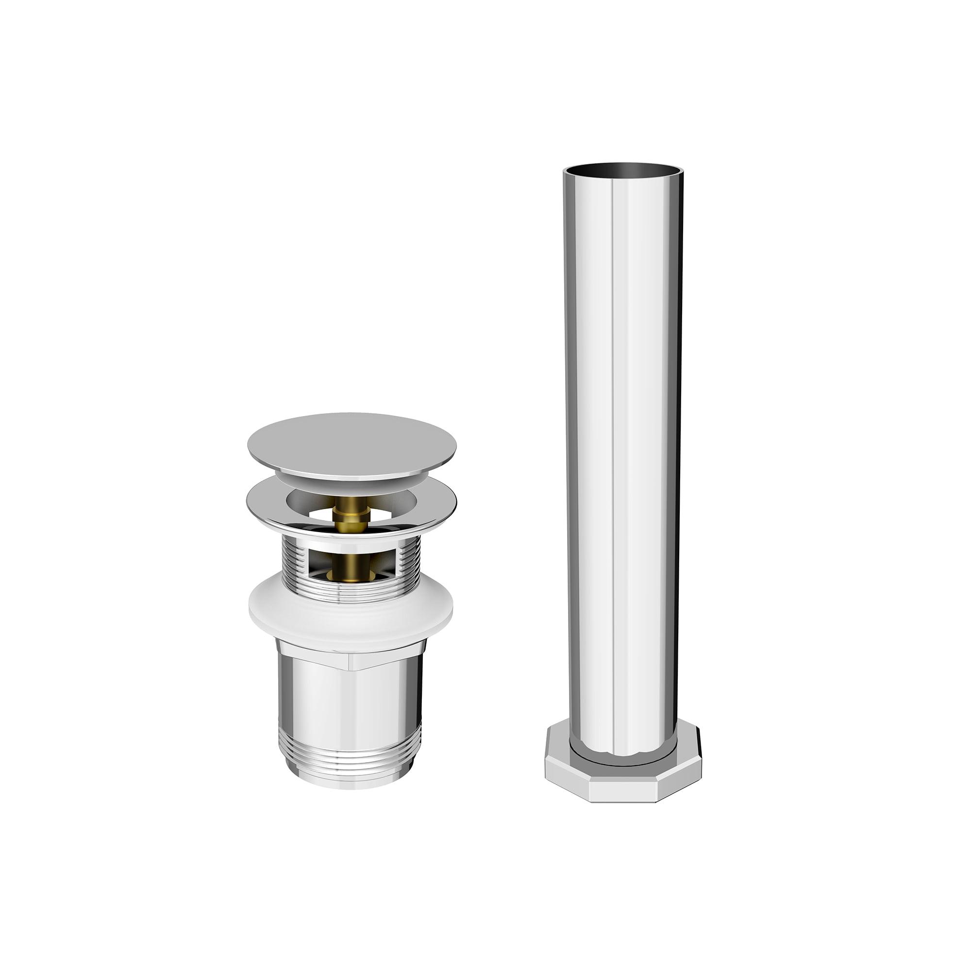 Polished Chrome Round Tub Drain Kit with Brushed Nickel Finish