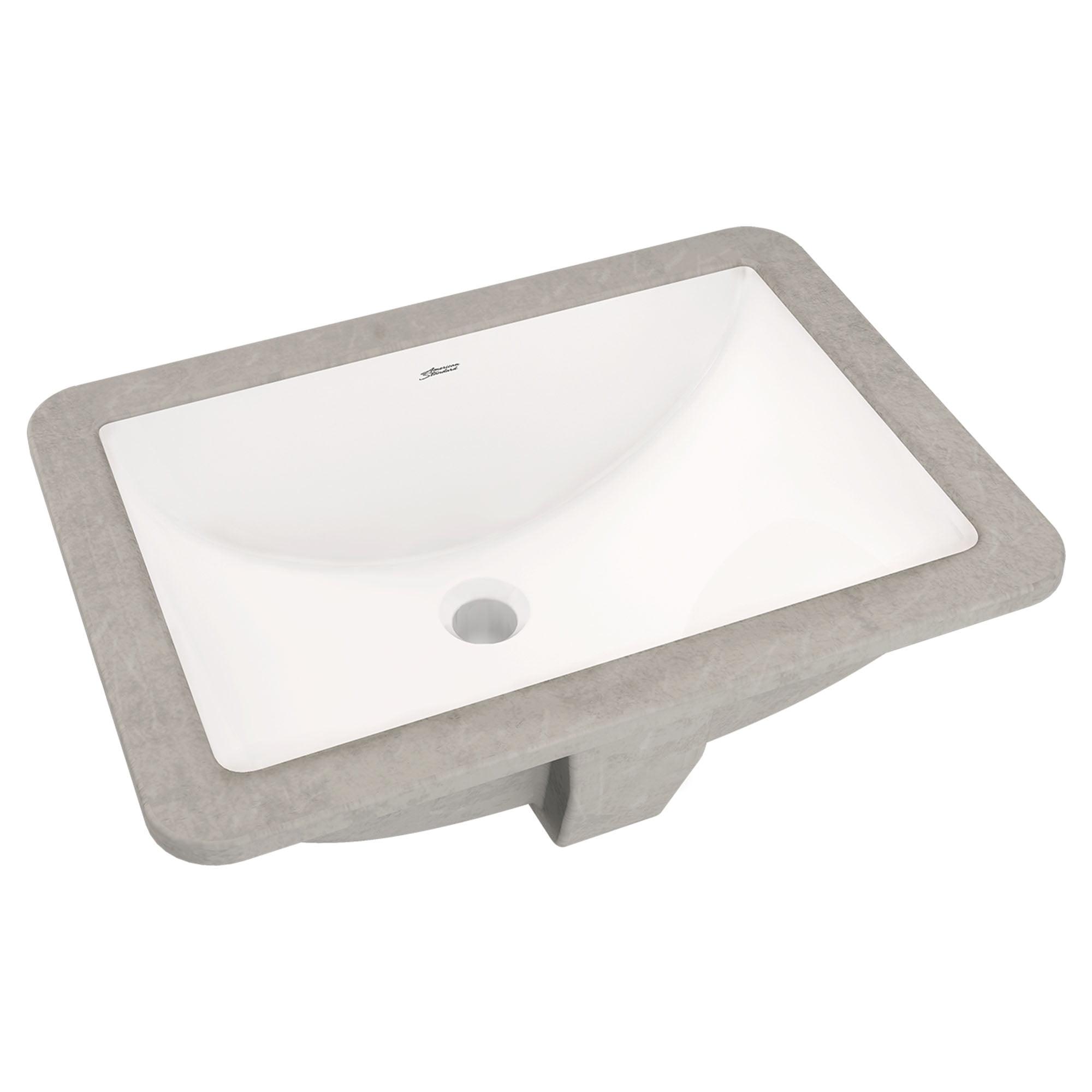 White Ceramic Rectangular Undermount Bathroom Sink