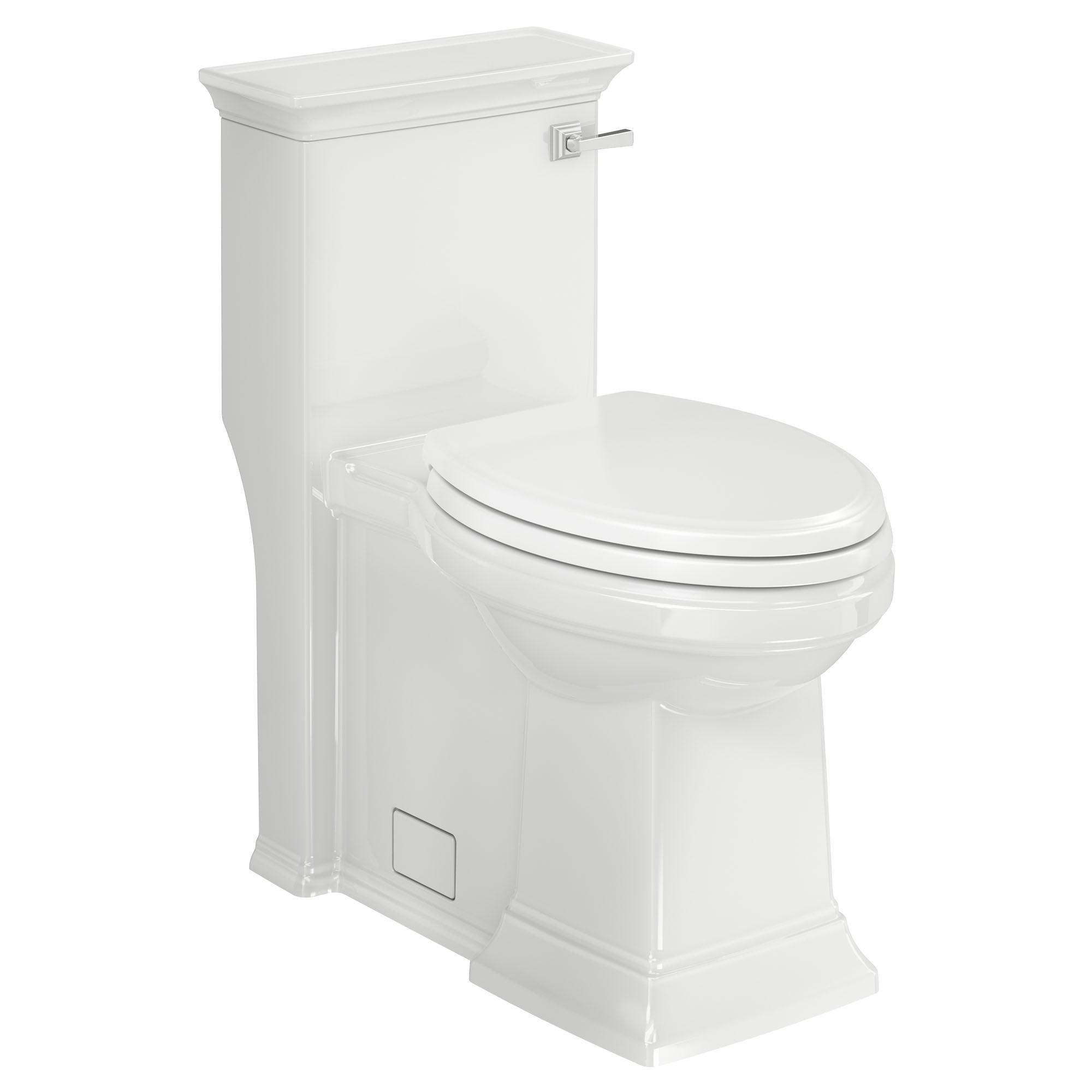 White Elongated High Efficiency Free Standing Toilet with Right Hand Lever