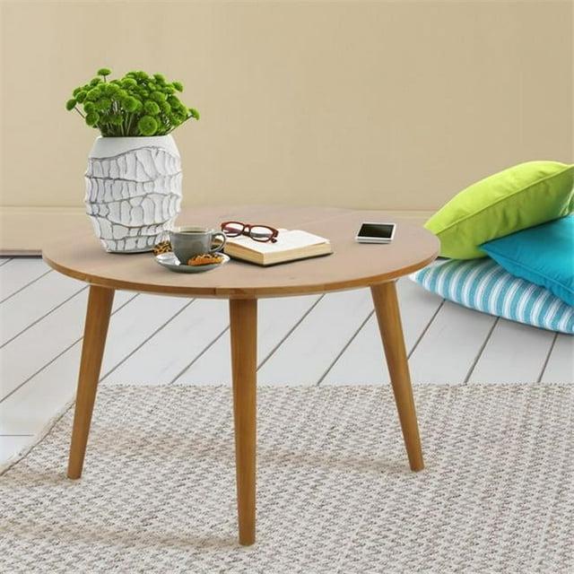 Mesa Natural Cherry Round Coffee Table with Maple Top and Storage