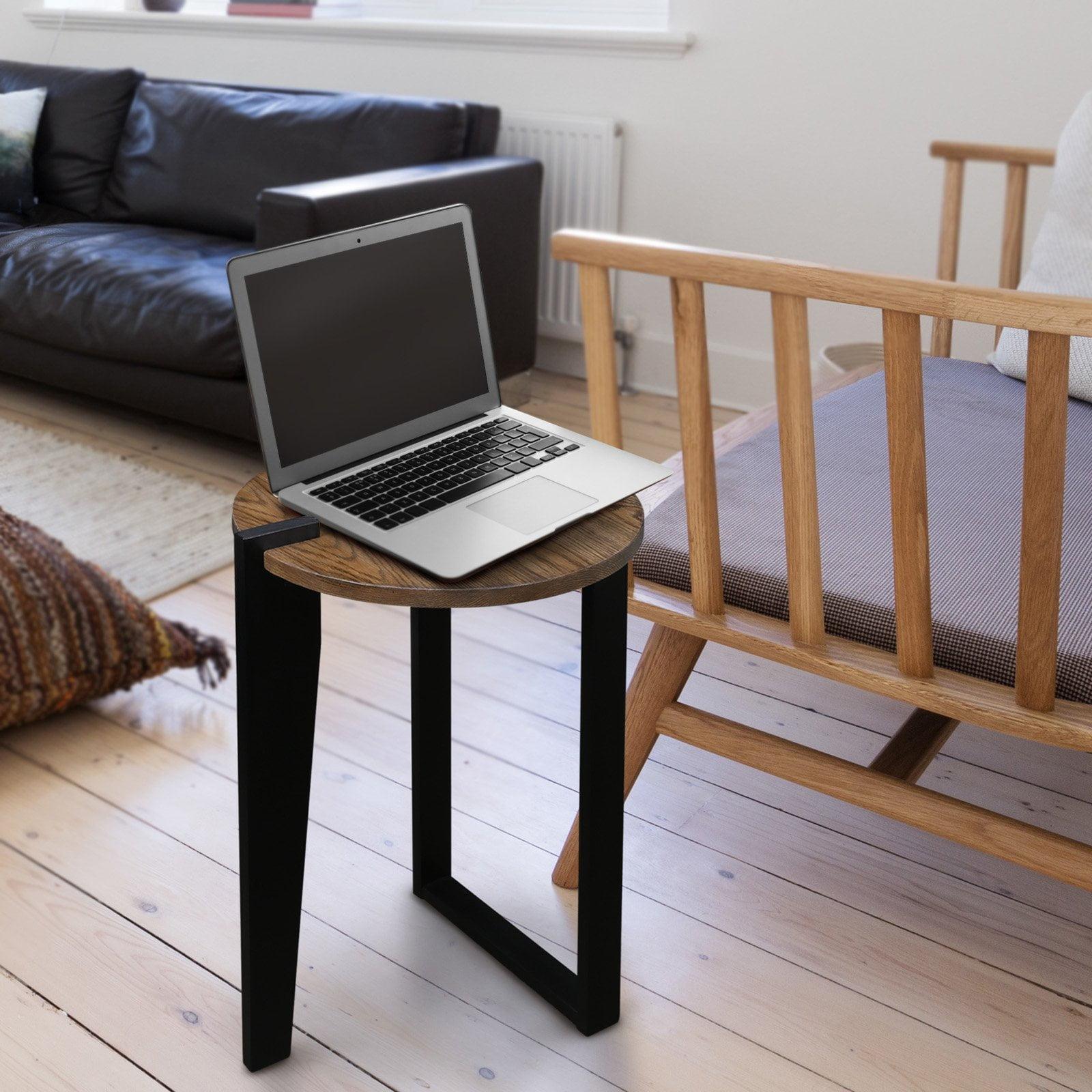 Sundial Two-Tone Forest Gray and Black Round End Table