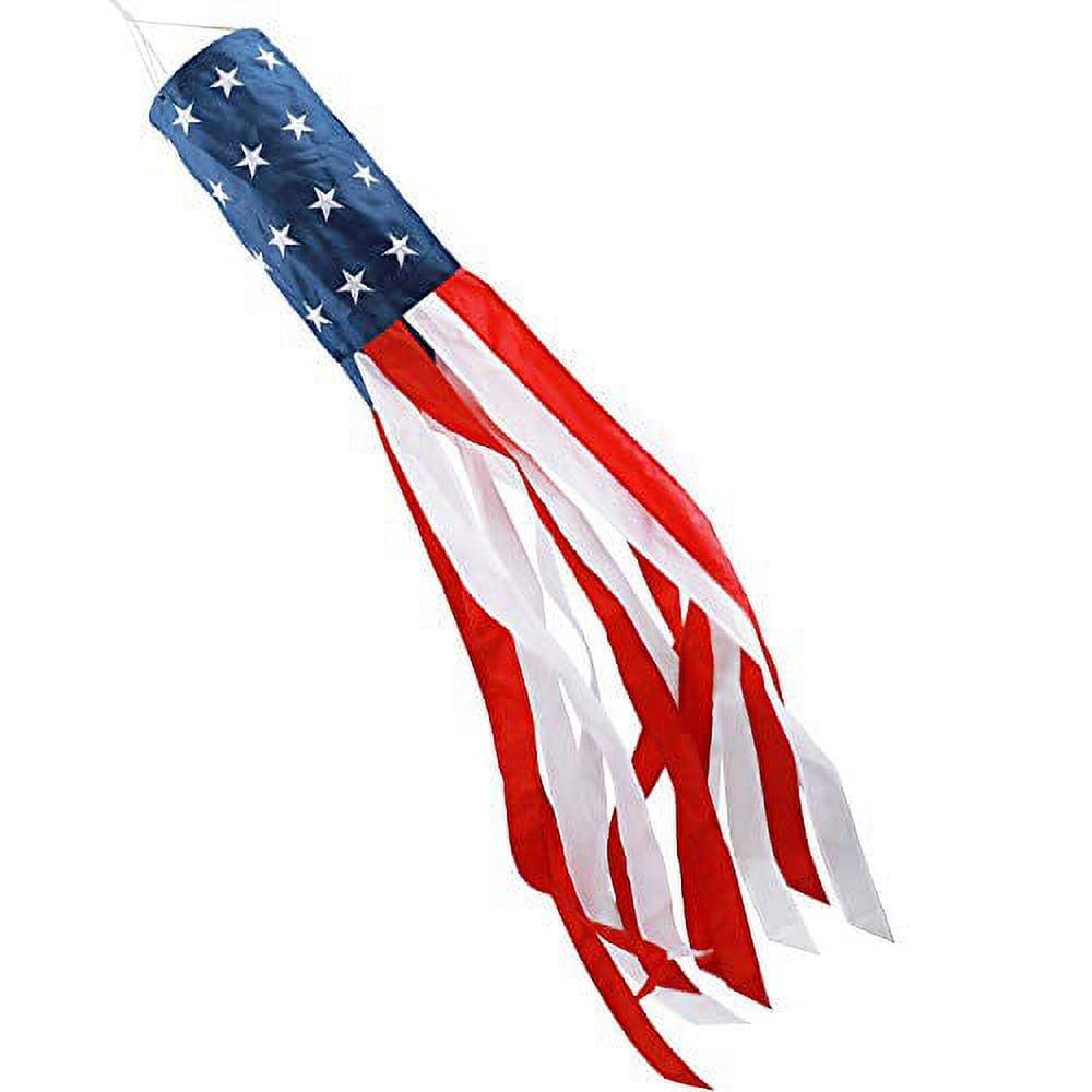 4th Of July Decorations,40 Inch American Windsock Heavy Duty,Patriotic Fourth Of July Outdoor Decor, American Flag USA Windsock With Embroidered Stars,Red White And Blue Decor For Memorial Day,Outside