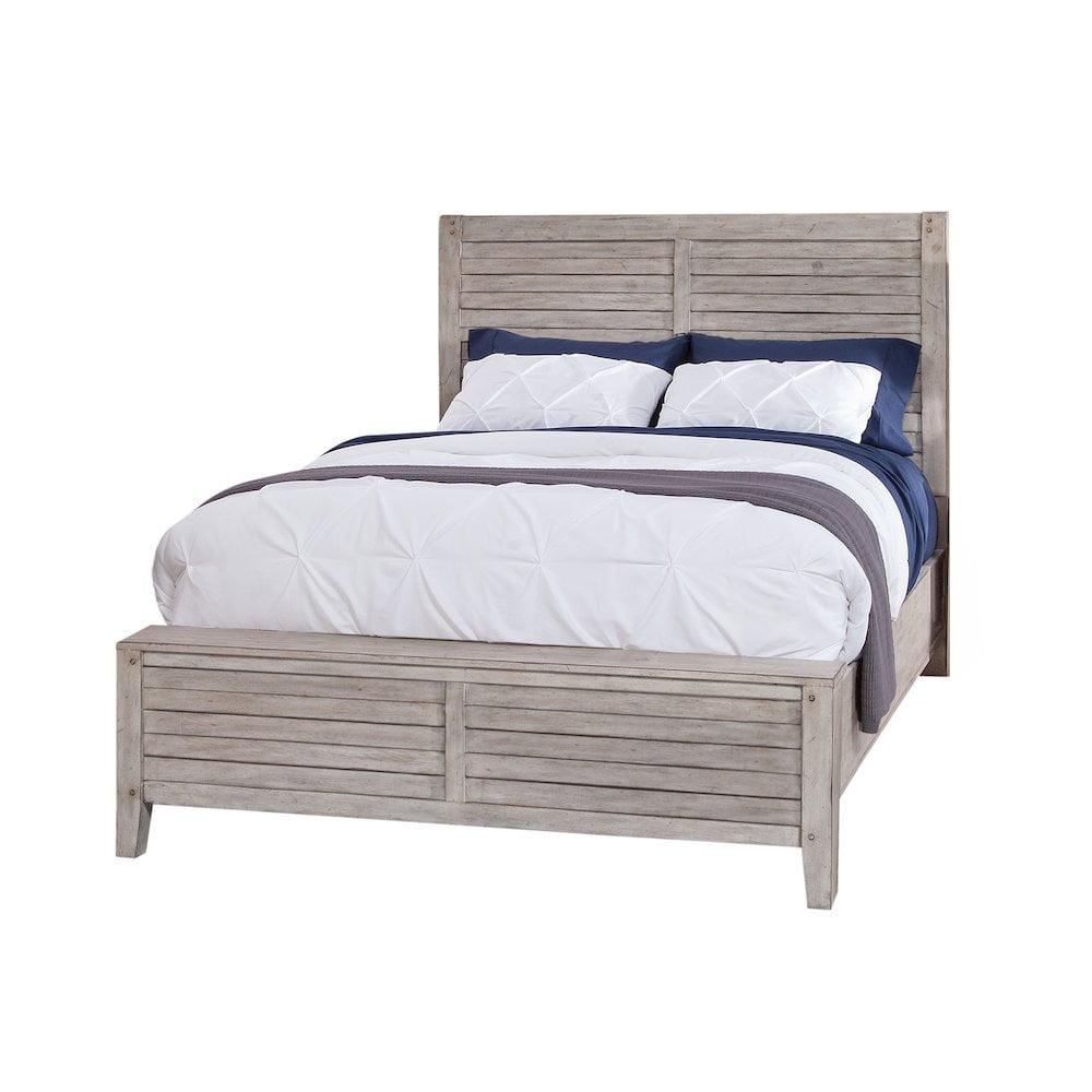 American Woodcrafters Aurora White-washed Wood King Double Panel Bed