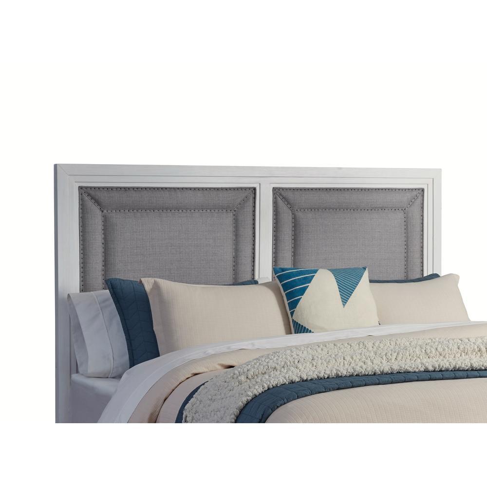 American Woodcrafters Dunescape 79"W Wood King Upholstered Headboard in White