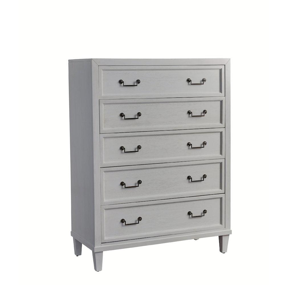 White Mahogany 5-Drawer Chest with Dovetail Construction