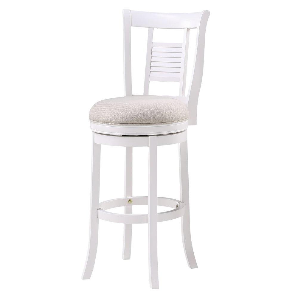 Grove White Solid Wood Swivel Bar Stool with Ivory Cushion