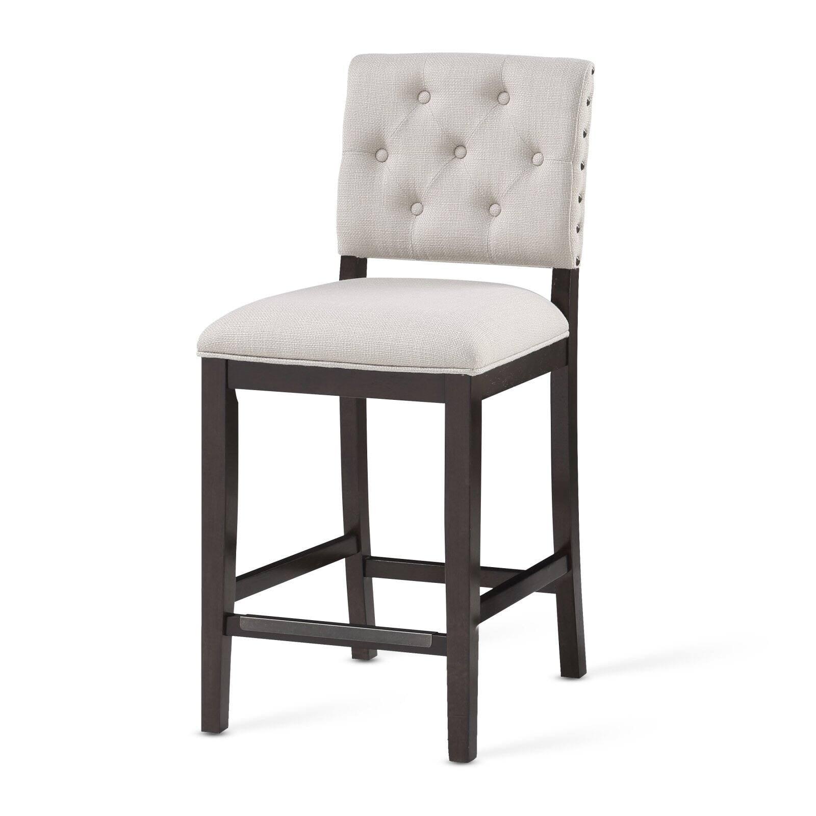 Lynwood Transitional Cream & Walnut Wood Counter Stool, 26-inch