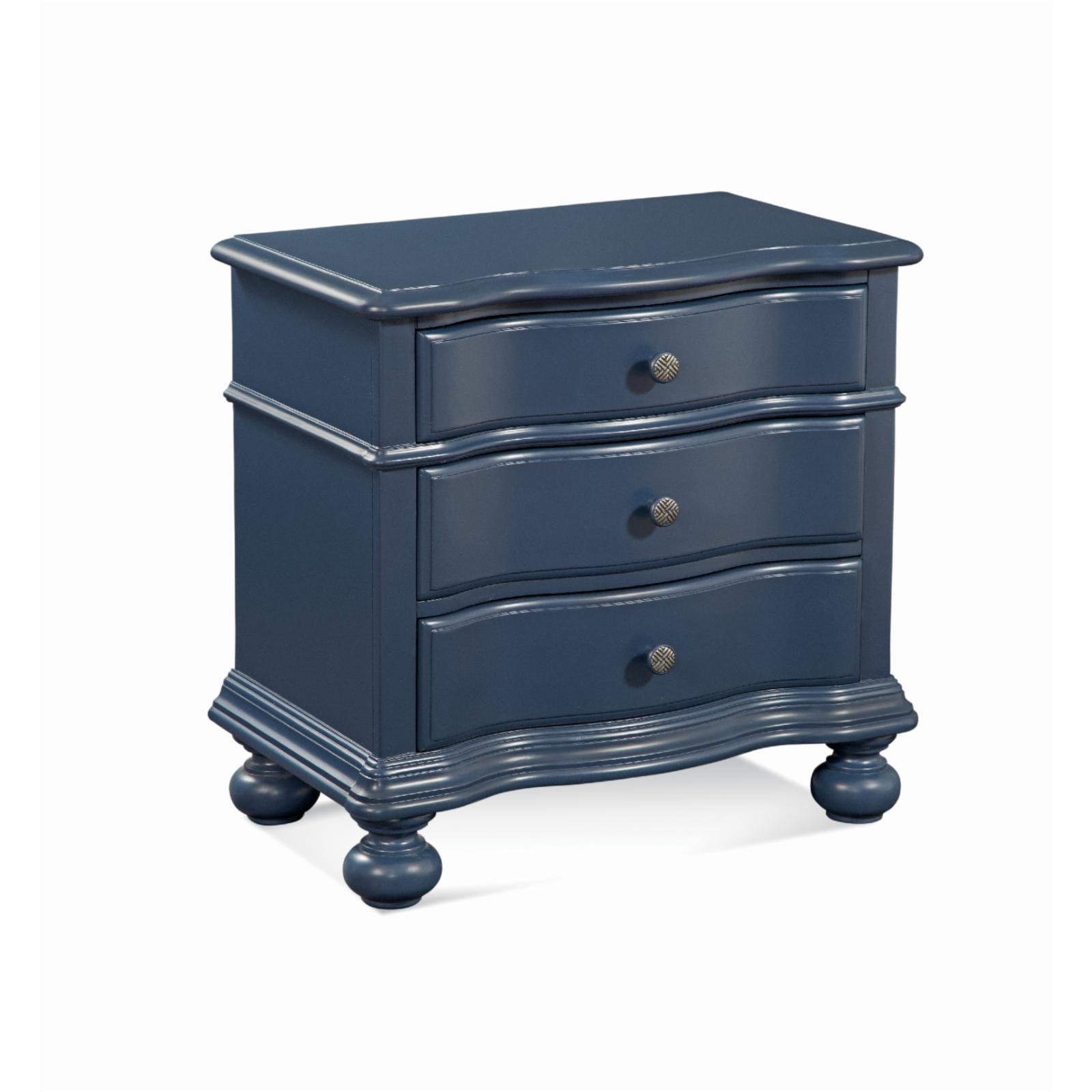 Rodanthe Sculpted Wave 3-Drawer Nightstand in Shipyard Blue