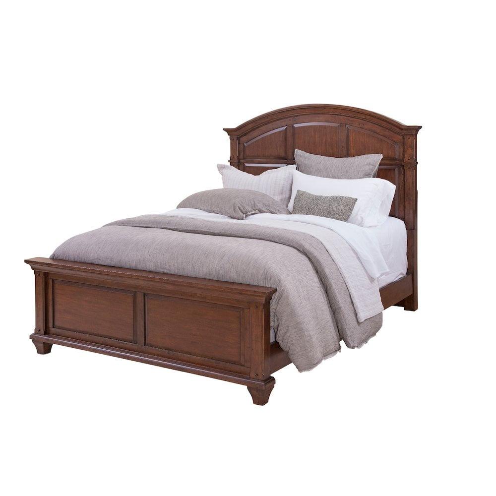 Cinnamon Cherry King Panel Bed with Arched Headboard and Bun Feet