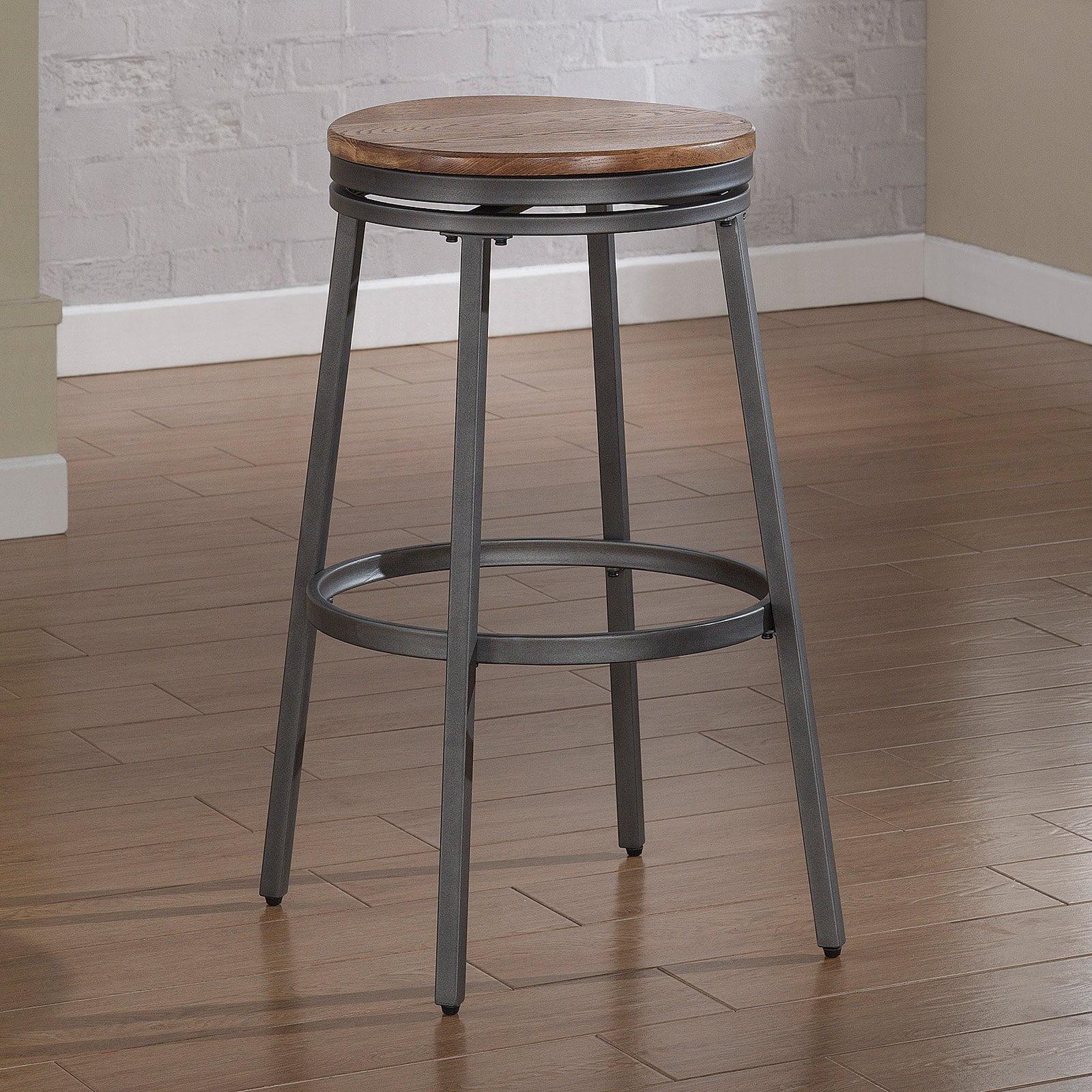 Slate Grey and Oak Industrial Swivel Counter Stool