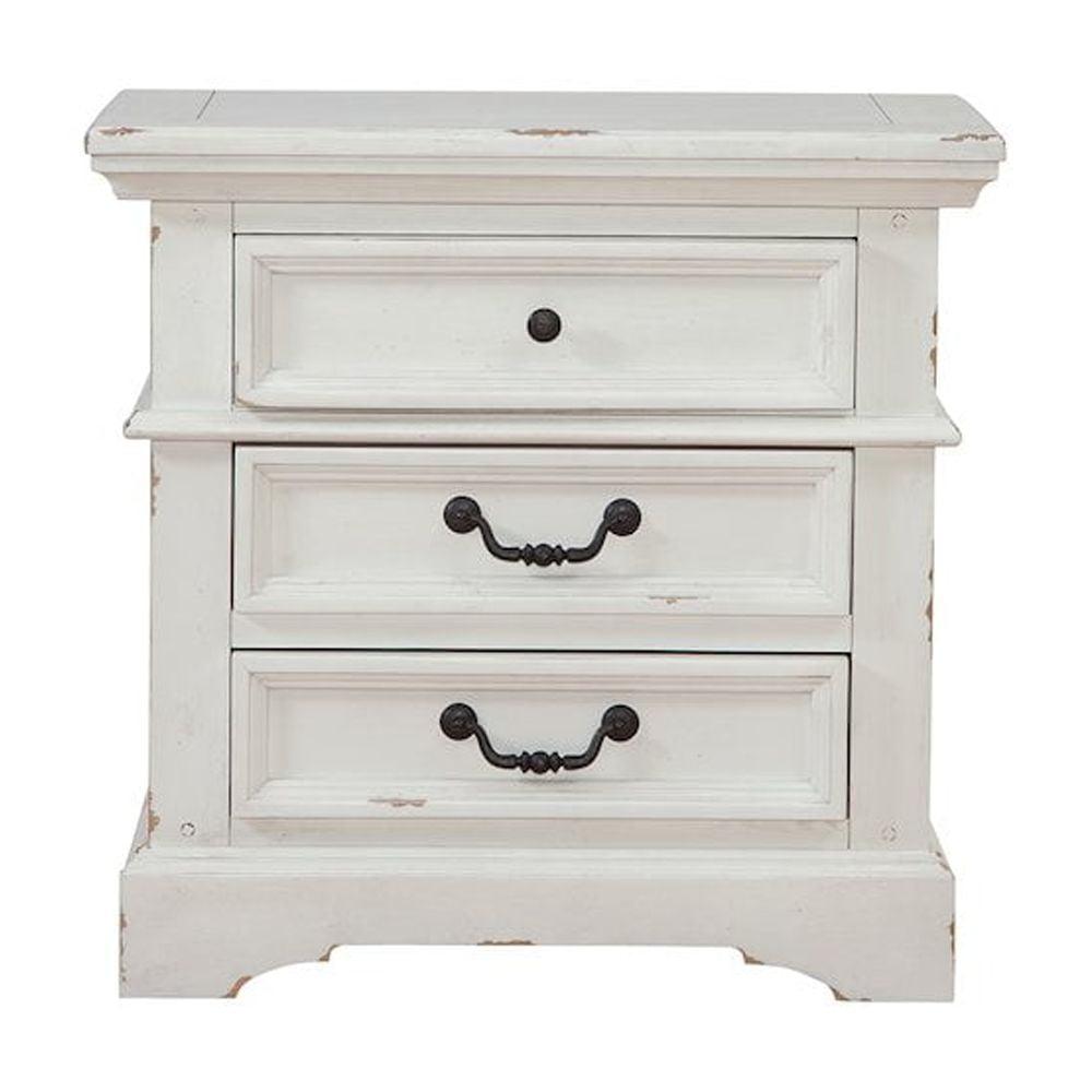 Stonebrook Antique White 3-Drawer Transitional Rustic Nightstand