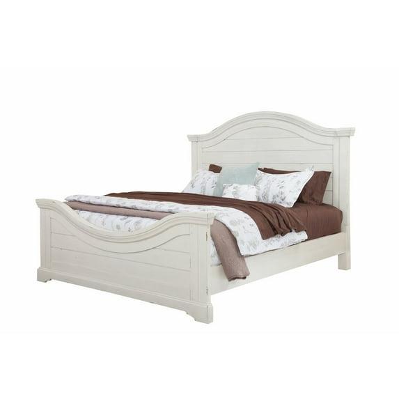 American Woodcrafters Stonebrook Antique White Wood King Panel Bed