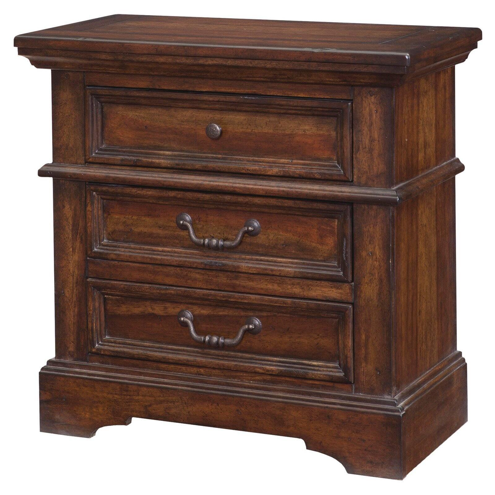 Stonebrook Tobacco Brown Hardwood 3-Drawer Nightstand