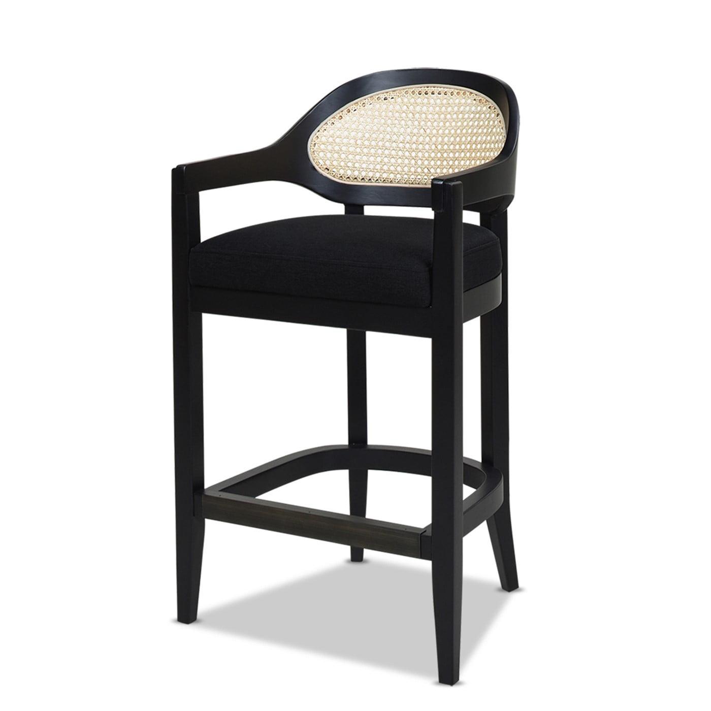 Americana 26" Cane Back Counter-Height Bar Stool Natural Black Polyester