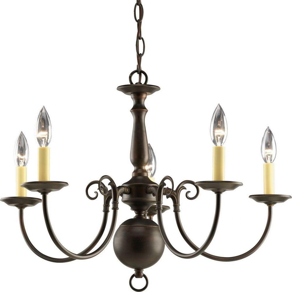 Antique Bronze Five-Light Candle Chandelier