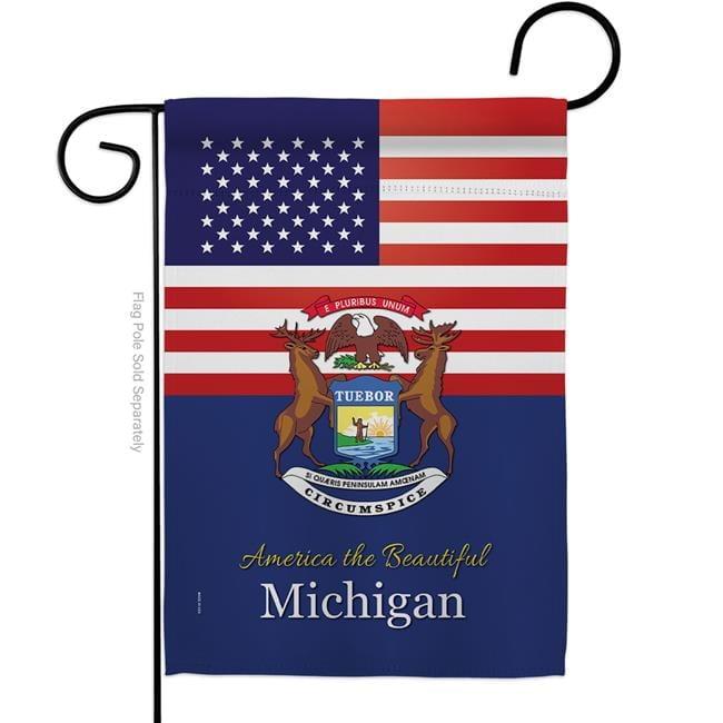 Patriotic Michigan State Double-Sided Vertical Garden Flag