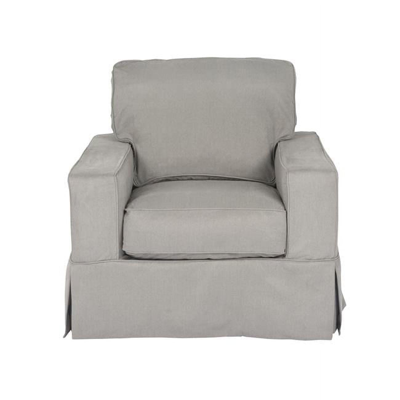 Gray Wood Frame Accent Chair with Slipcover