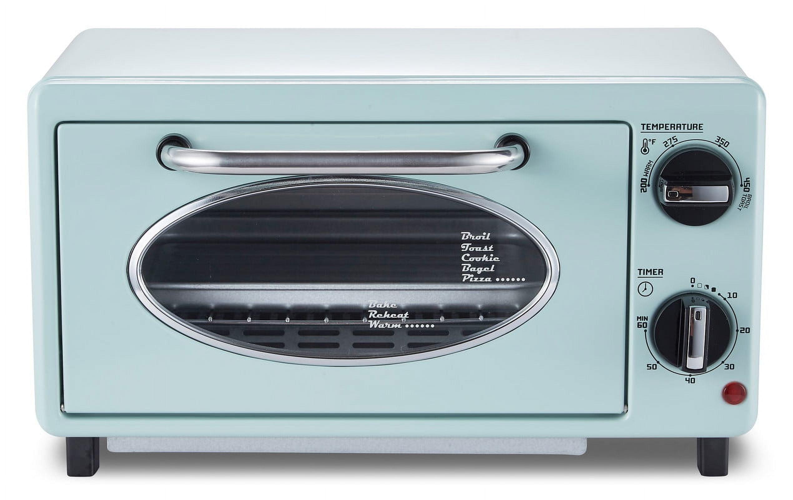 Retro Blue 2-Slice Toaster Oven with Automatic Shutoff