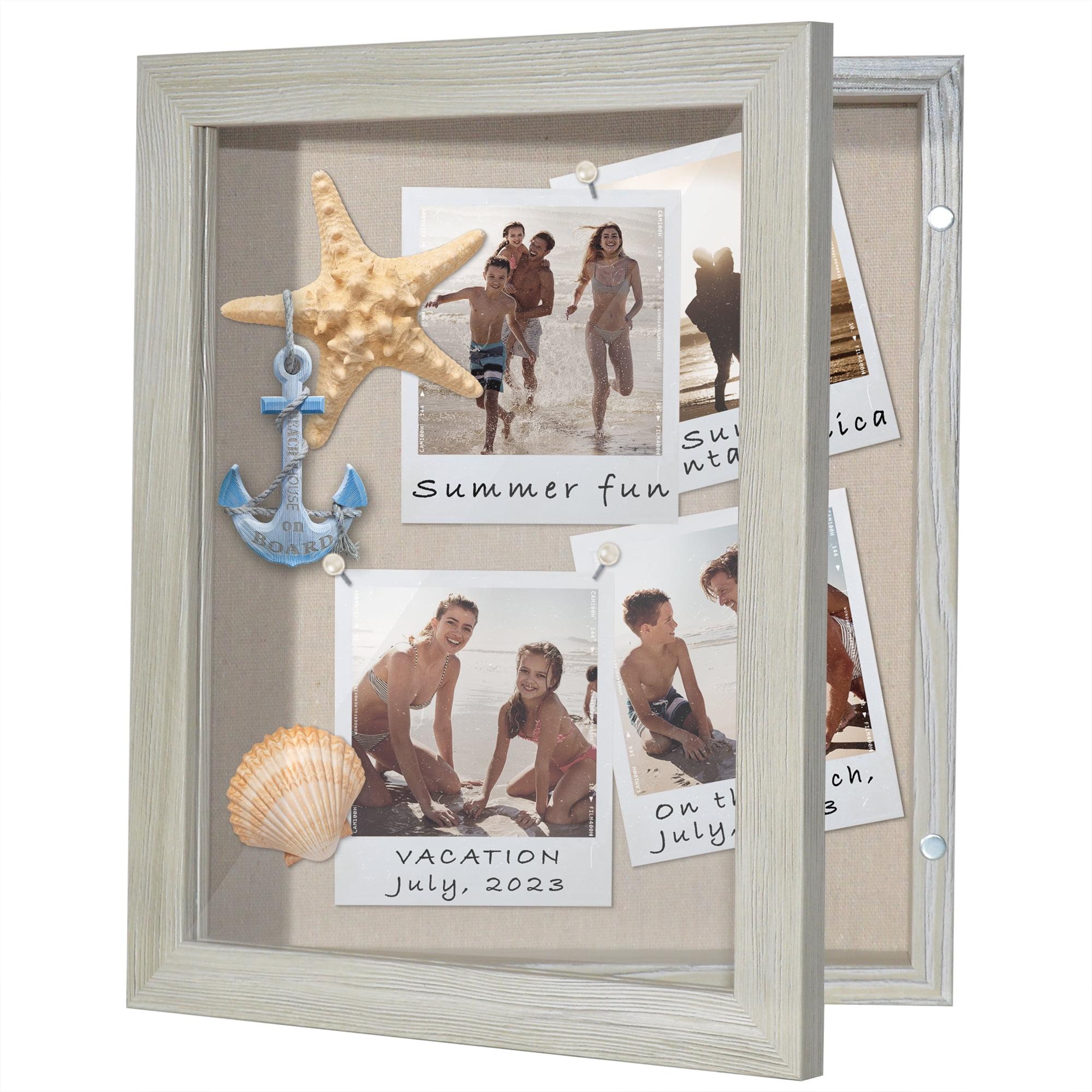 Americanflat 8x10 Front Loading Shadow Box Frame and Display Case for Keepsakes - Grey Wood