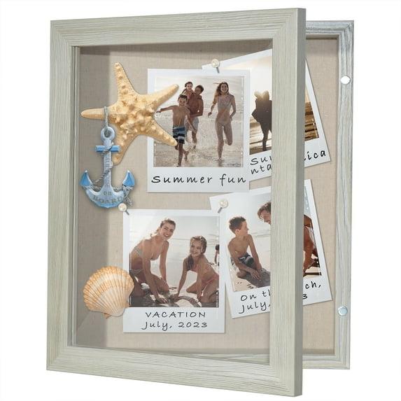 Americanflat 8x10 Front Loading Shadow Box Frame and Display Case for Keepsakes - Grey Wood