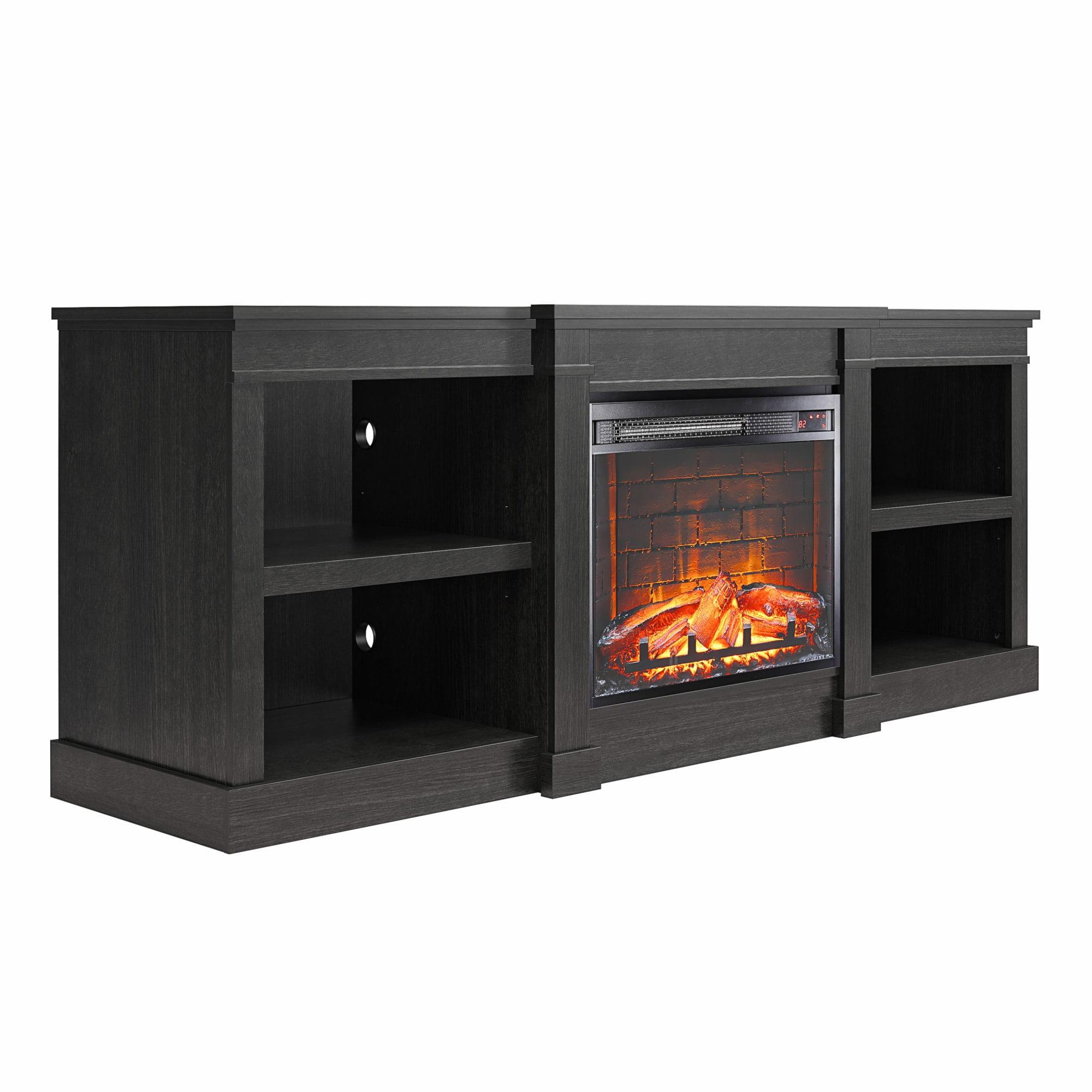 Baileywick 70" Black Oak TV Console with Electric Fireplace