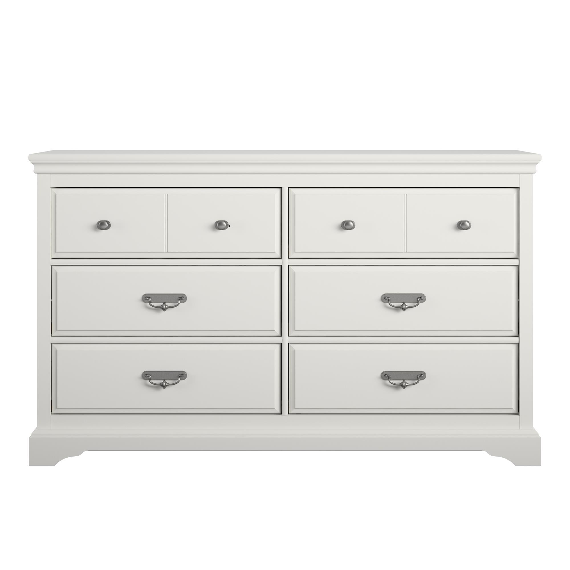 White Double 6-Drawer MDF and Particleboard Dresser