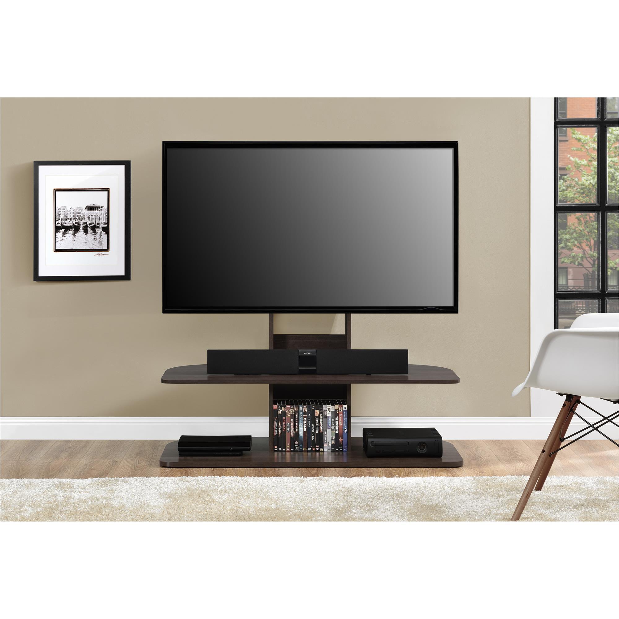 Espresso 52" TV Stand with Mount and Cabinet