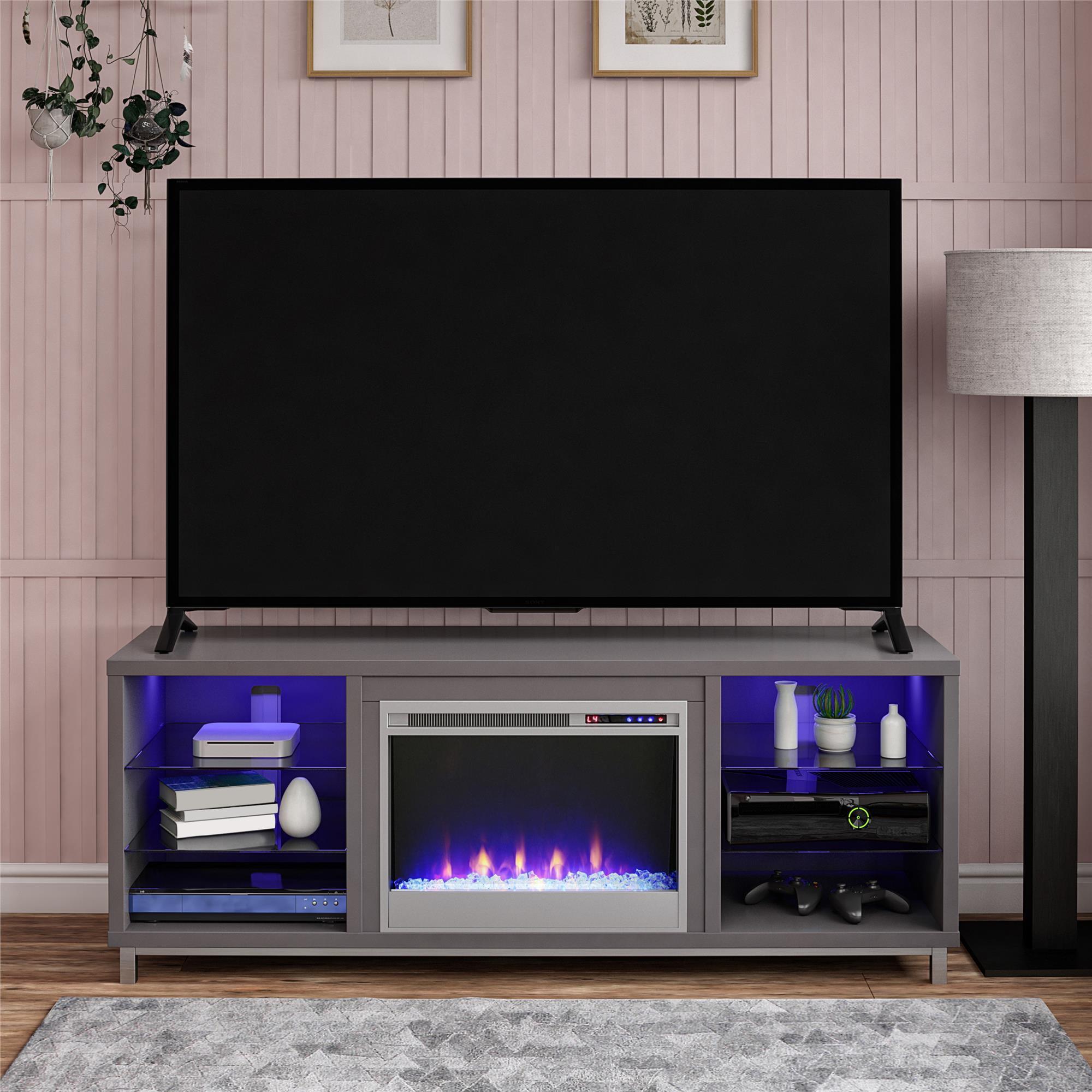 Lumina 65" Graphite Gray Media Console with Electric Fireplace