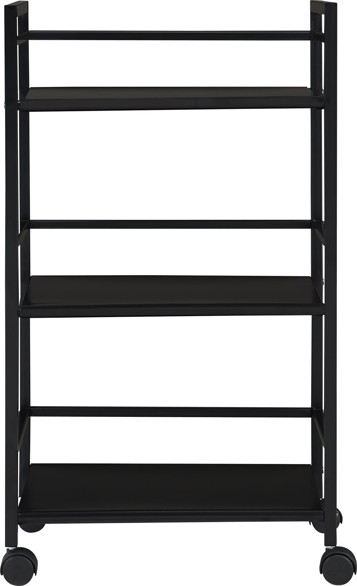 Black Metal 3-Shelf Rolling Utility Cart