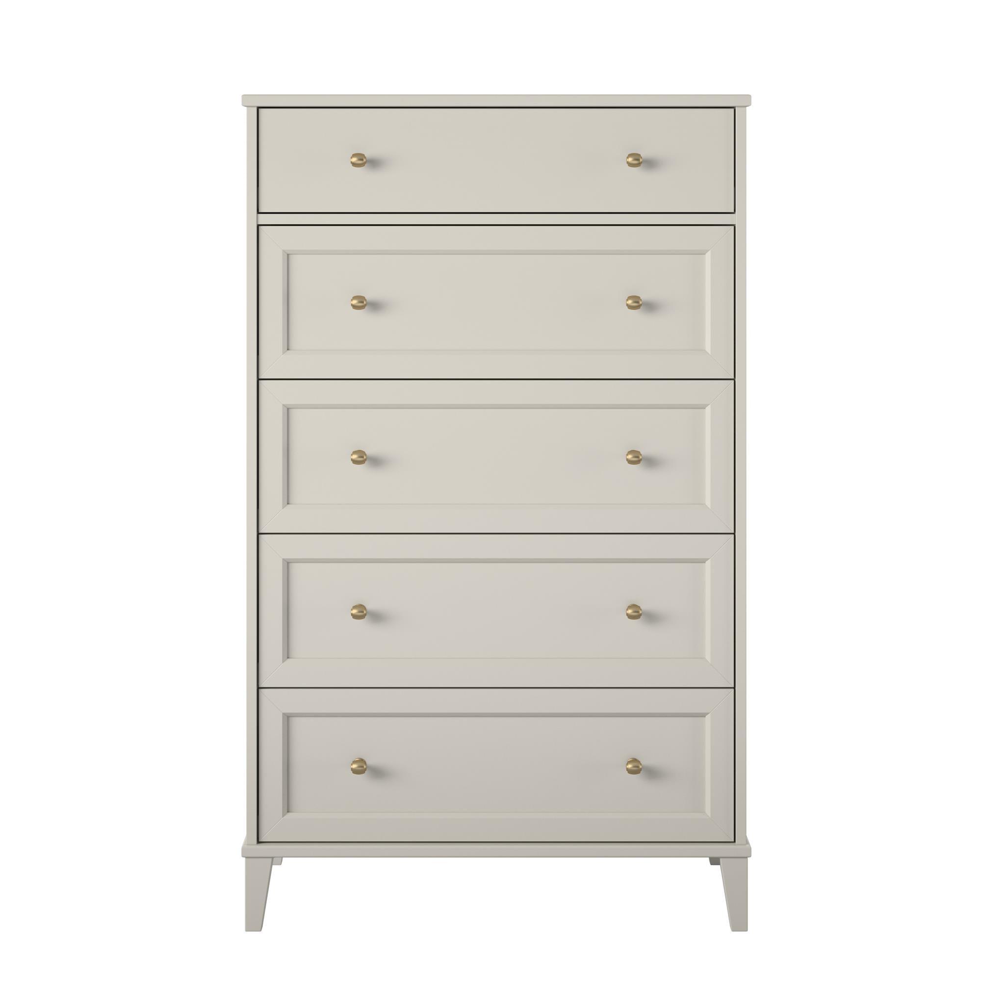 Monticello Taupe Gold Laminate Tall 5-Drawer Dresser