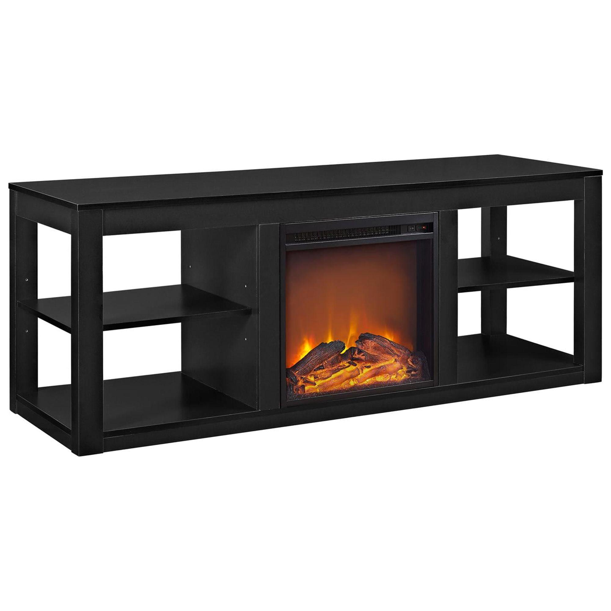 Parsons 59" Black Modern Electric Fireplace TV Stand