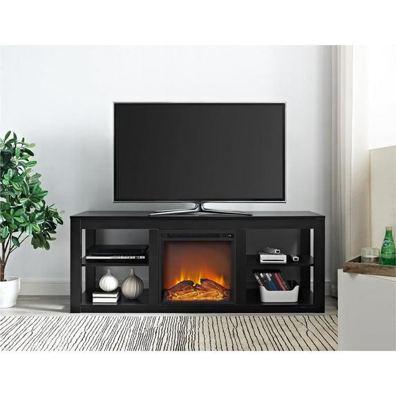 Ameriwood Home Parsons Electric Fireplace Space Heater TV Stand for TVs up to 65", Black
