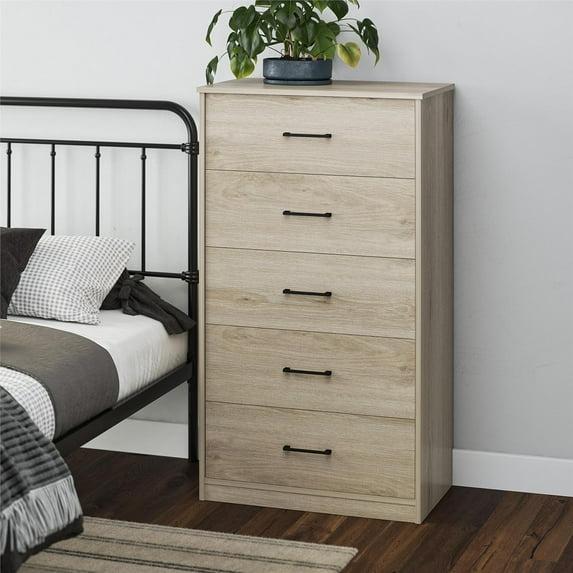 Ameriwood Home BrEZ Build Collection Pearce Tall 5 Drawer Dresser, Light Oak
