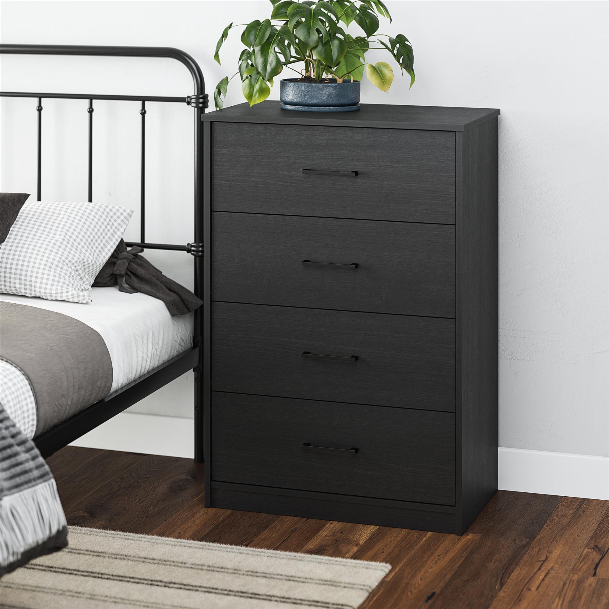 Ameriwood Home BrEZ Build Collection Pearce 4 Drawer Dresser, Black Oak