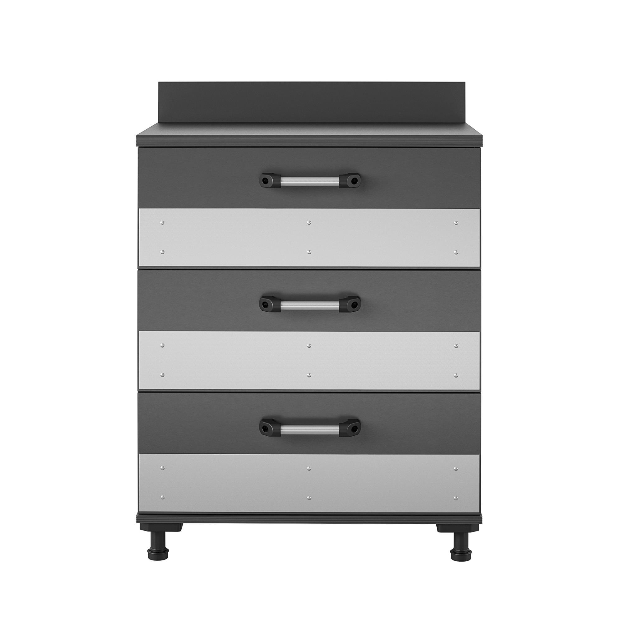 Dark Gray 3-Drawer Freestanding Storage Cabinet with Metal Accents