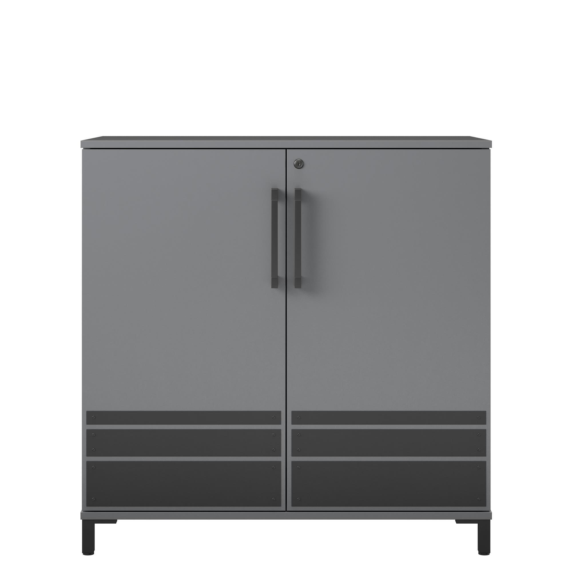 Shelby Gray Lockable Freestanding Cabinet with Adjustable Shelving