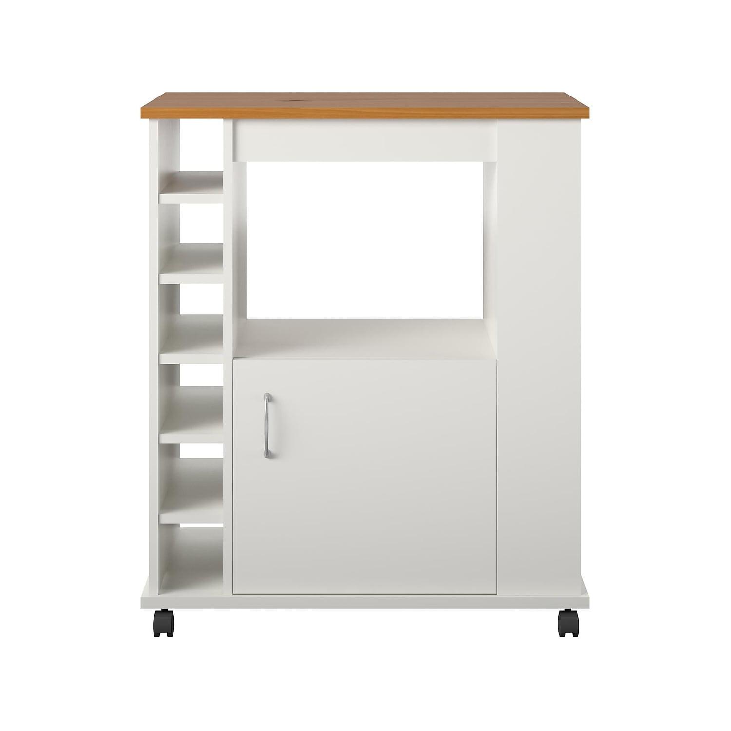Williams 35" White Particle Board Kitchen Cart with Storage