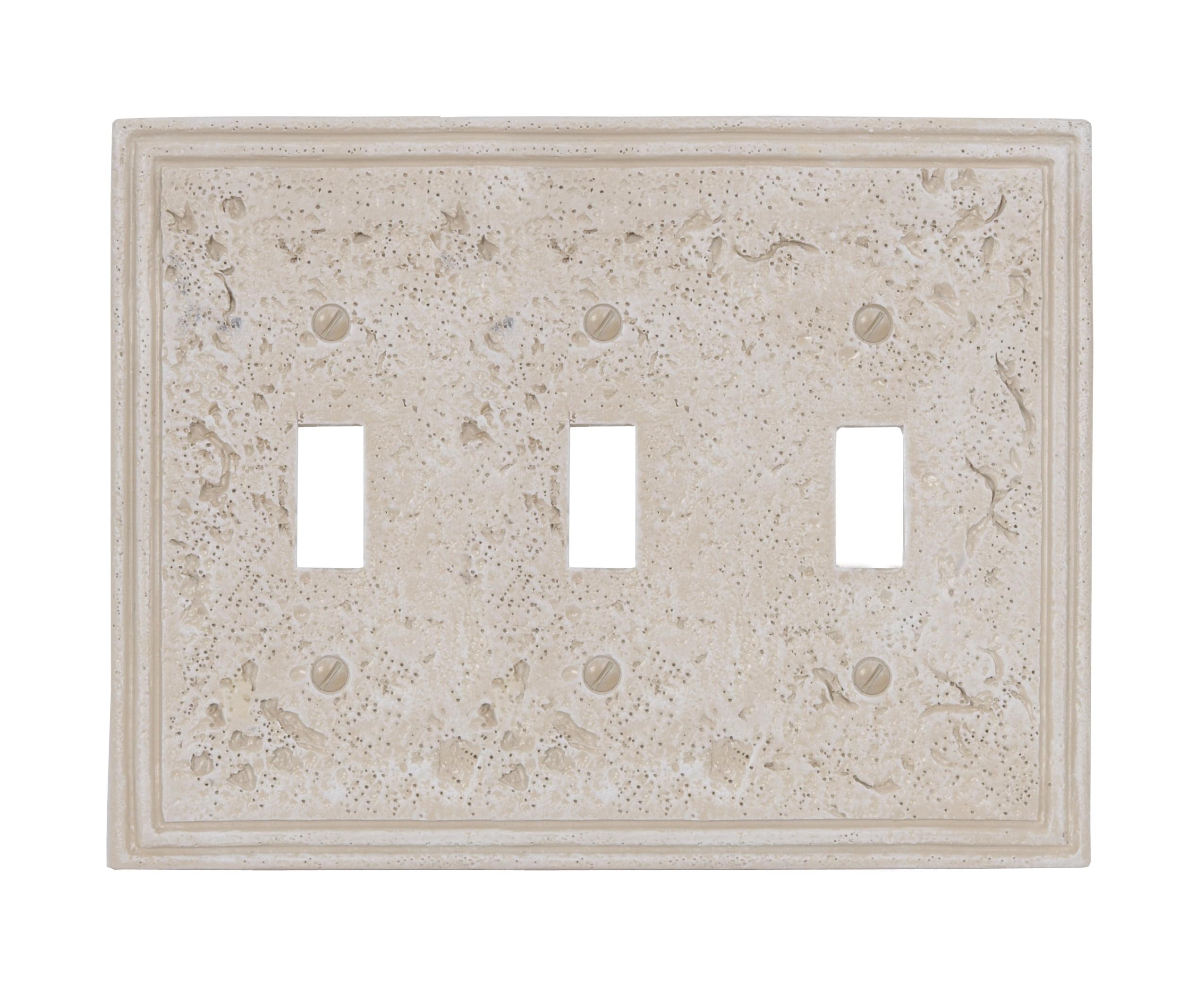 Almond Faux Stone Triple Toggle Resin Wallplate